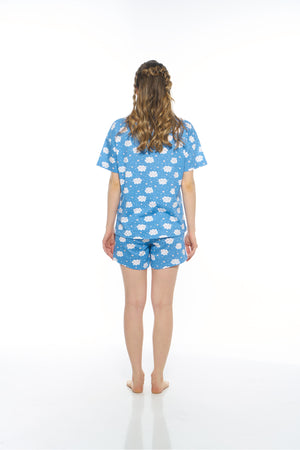 Pure Cotton Short Pyjama Set With a Cloud Design