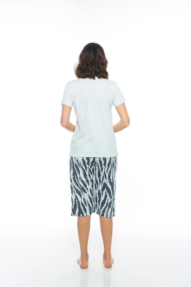 Cotton  Short Pyjama Set with Matching Eye Mask - Zebra Design