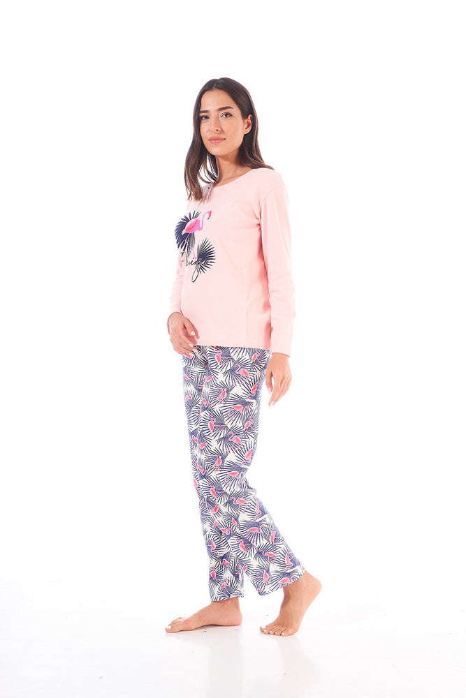 Cotton Pyjama Set With A Flamingo Design