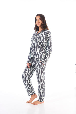 "Goodnight Zebra" Collared Long Sleeved Cotton Pyjamas With Matching Eye Mask