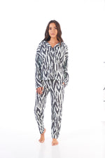 "Goodnight Zebra" Collared Long Sleeved Cotton Pyjamas With Matching Eye Mask