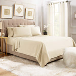 Elastic Corner Double Fitted Sheet Set in Beige With 2 Pillow