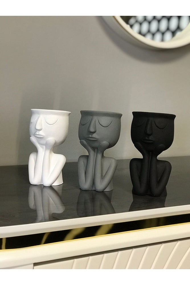 The Thinker Concrete Vase - Set of 3
