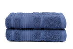 Mistley Collection Cotton Hand Towel Set of 2 - Navy Blue & Navy Blue