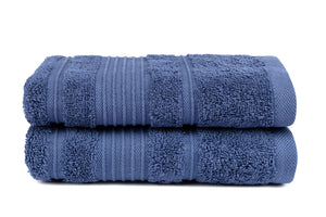 Mistley Collection Cotton Hand Towel Set of 2 - Navy Blue & Navy Blue