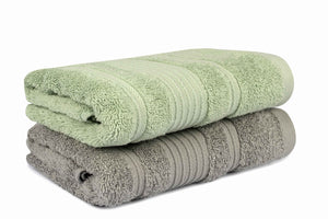 
            
                Load image into Gallery viewer, Mistley Collection Cotton Hand Towel Set of 2 - Pistachio &amp;amp; Grey
            
        