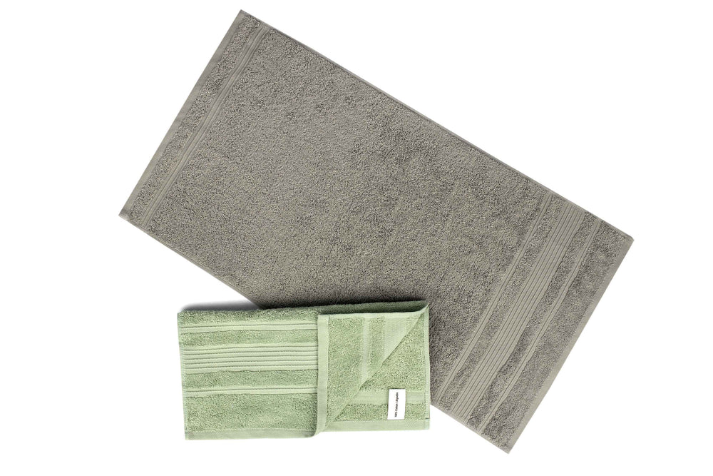
            
                Load image into Gallery viewer, Mistley Collection Cotton Hand Towel Set of 2 - Pistachio &amp;amp; Grey
            
        