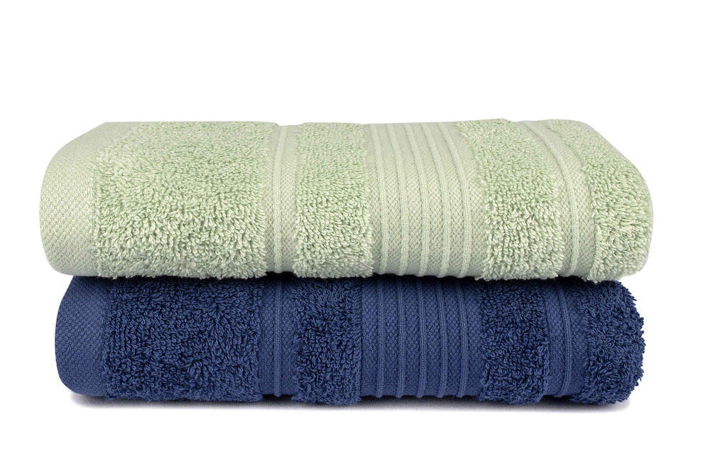 
            
                Load image into Gallery viewer, Mistley Collection Cotton Hand Towel Set of 2 - Navy Blue &amp;amp; Pistachio
            
        