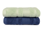 Mistley Collection Cotton Hand Towel Set of 2 - Navy Blue & Pistachio