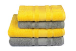 Mistley Collection 2 Bath Towels & 2 Head Scarves - Dove Grey & Yellow