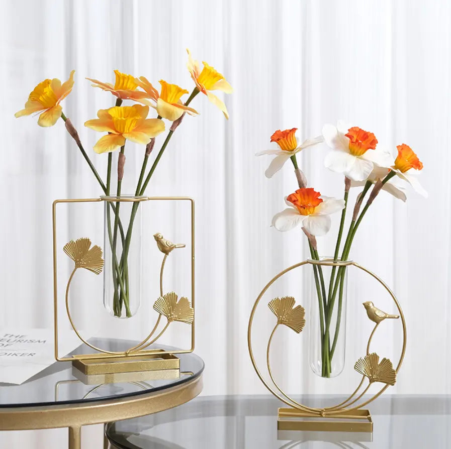 High Quality Firm Metal Frame Mini Glass Vases