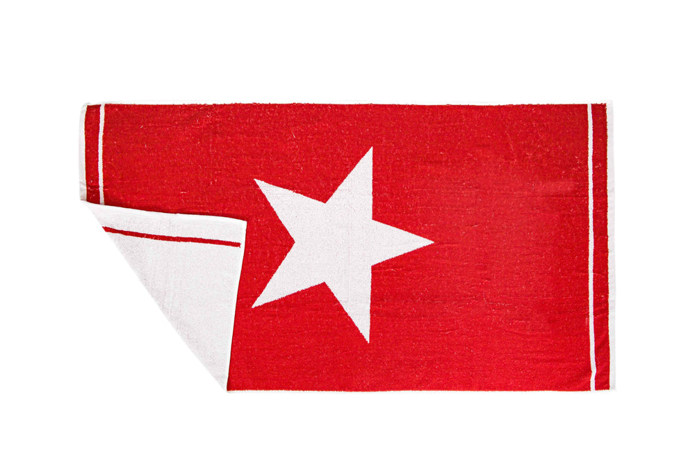 Tyne Collection Cotton Bath Towel - Red & White Star