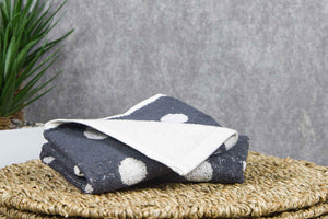 Tyne Collection of Cotton Guest Towel Set of 2 - Anthracite & White Spots