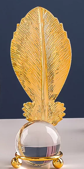 Modern Interior Metal Maple Leaf Art Luxury Crystal Crafts Gold Home Decor