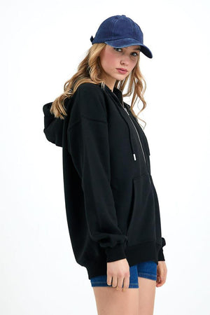Long Sleeve Cotton Sweatshirt - Black Jacket