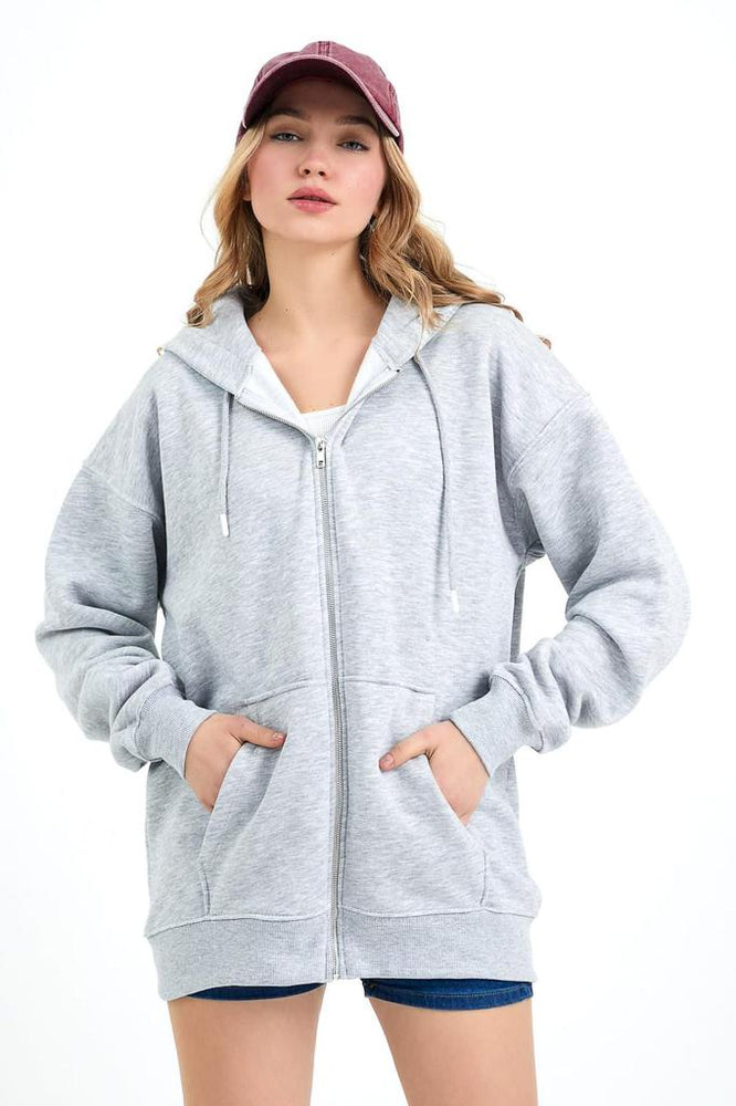 Long Sleeve Cotton Sweatshirt - Grey Jacket