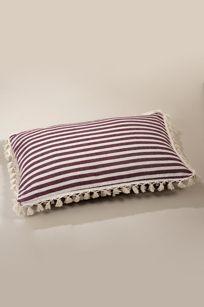 
            
                Load image into Gallery viewer, Vintage Striped Linen Cushion Cover With Tassels- Striped
            
        