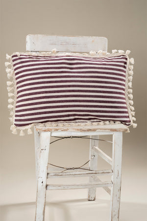 Vintage Striped Linen Cushion Cover With Tassels- Striped