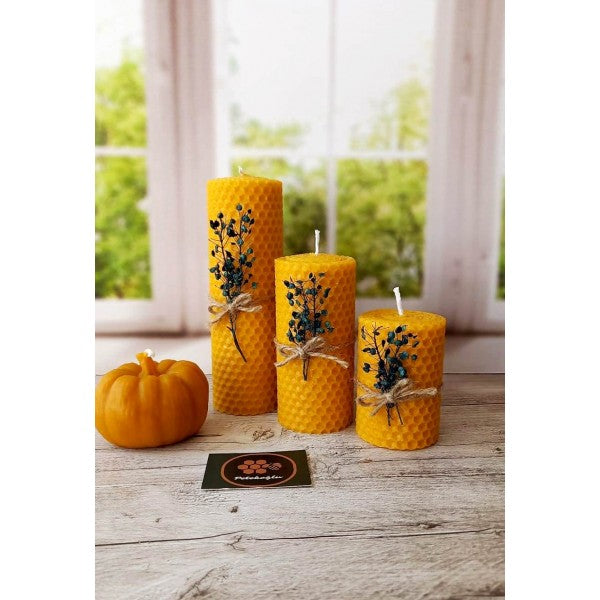 100% Pure Organic Handmade Beeswax Pumpkin Candle - Gift Box Set