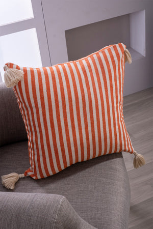 
            
                Load image into Gallery viewer, Four Corner Tasseled Pure Linen Cushion Cover - Striped
            
        