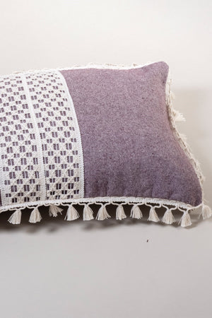Tassel Fringed Design Cotton Laced Cushion Cover