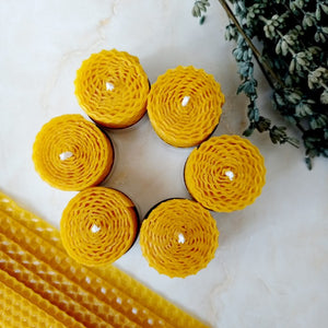 
            
                Load image into Gallery viewer, 100% Pure Organic Handmade Beeswax Tealight Candle Set - 6 pieces
            
        