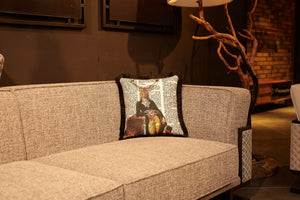 
            
                Load image into Gallery viewer, Journalist Deer Printed Velvet Cushion
            
        