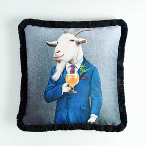 
            
                Load image into Gallery viewer, Mr Goat Printed Velvet Cushion
            
        