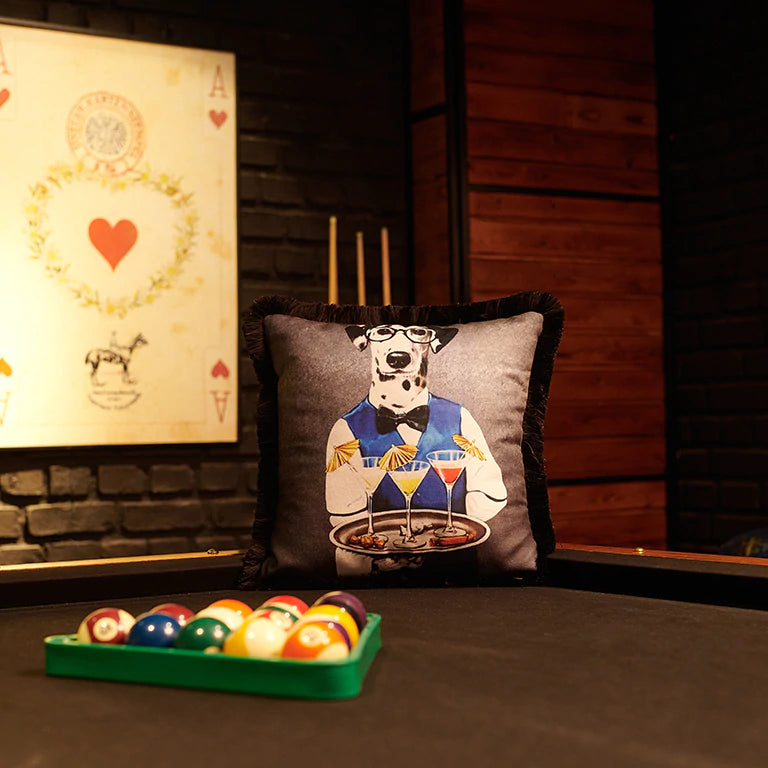 
            
                Load image into Gallery viewer, Waiter Dalmation Printed Velvet Cushion
            
        