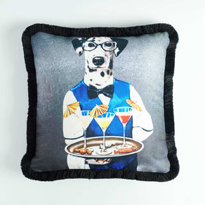 
            
                Load image into Gallery viewer, Waiter Dalmation Printed Velvet Cushion
            
        