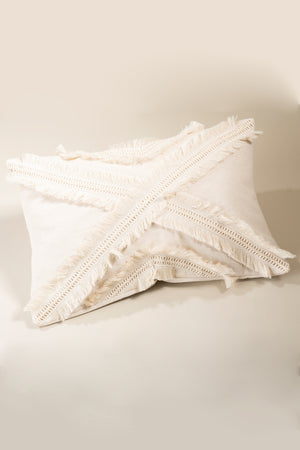 Fashionista Design Macrame Tassel Fringed Linen Cushion Cover