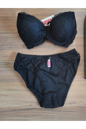 Navy Lace Cupped Push-Up Bra Set
